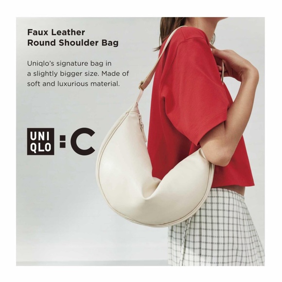 Uniqlo Faux Leather Round Shoulder Bag - Off White - Picture 5 of 10